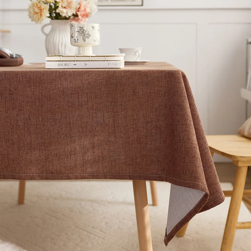 Lightweight luxury customizable solid color rectangular dining table cover woven fabric tablecloth