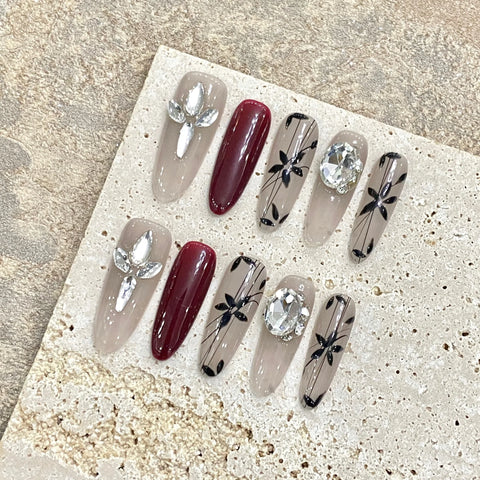 Handmade  Full Cover French Gel Detachable Hand Pressing Luxury Artificial False Nails Sticky Nails