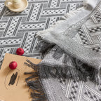 Rectangle dining table cloth woven cotton and linen jacquard fabric decorative table mat