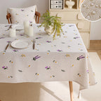 Breathable waterproof lavender embroidered tablecloth outdoor decoration coffee tablecloth