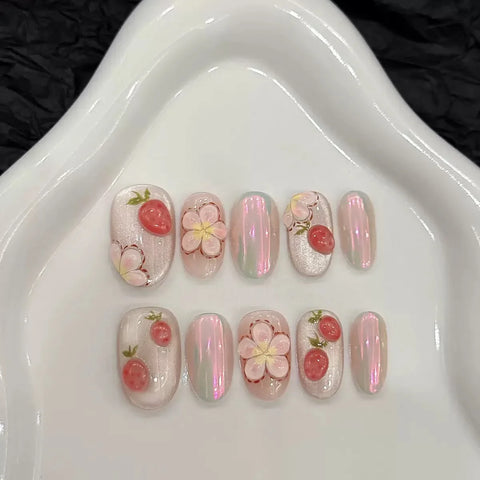 Press on Nails Nude False Nails Artificial Fingernails French Almond Reusable Acrylic False Nails
