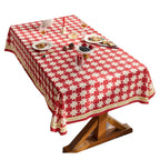 Nordic style red holiday plaid rectangular dining table cloth home decoration woven cloth
