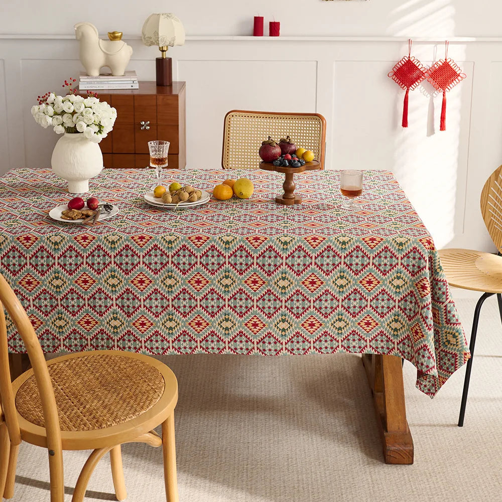 Retro tablecloth custom dining table chair cover coffee table mat movable rectangle
