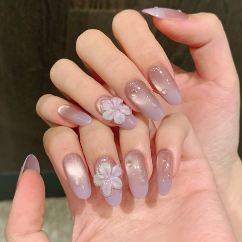 Three-dimensional Carved Gradient Cat-eye Dew Drop Spring and Summer Detachable Wear-on Nails