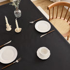 Black solid color rectangular woven tablecloth, washable, wrinkle-resistant, heat-resistant, suitable for 5-foot dining tables