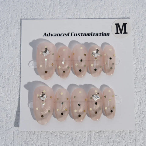 Drill Decorative Design Water Drop Almonds Hepburn French Handmade Press on Nails