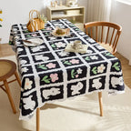 Modern red checkered design tablecloth print irregular shaped Christmas decorative tablecloth