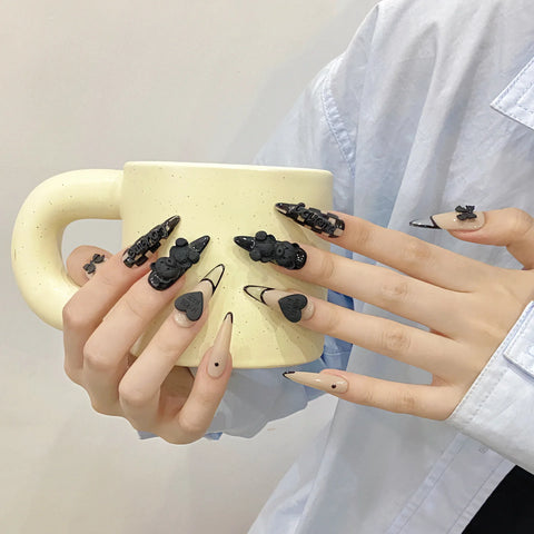 New Style 3D Colorful  French  Rhinestone  Handmade Press on False Nails