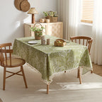 Pastoral Green Polyester/Cotton Printed Rectangular Reusable Washable Dustproof Tablecloth for Home Hotel & Outdoor Events