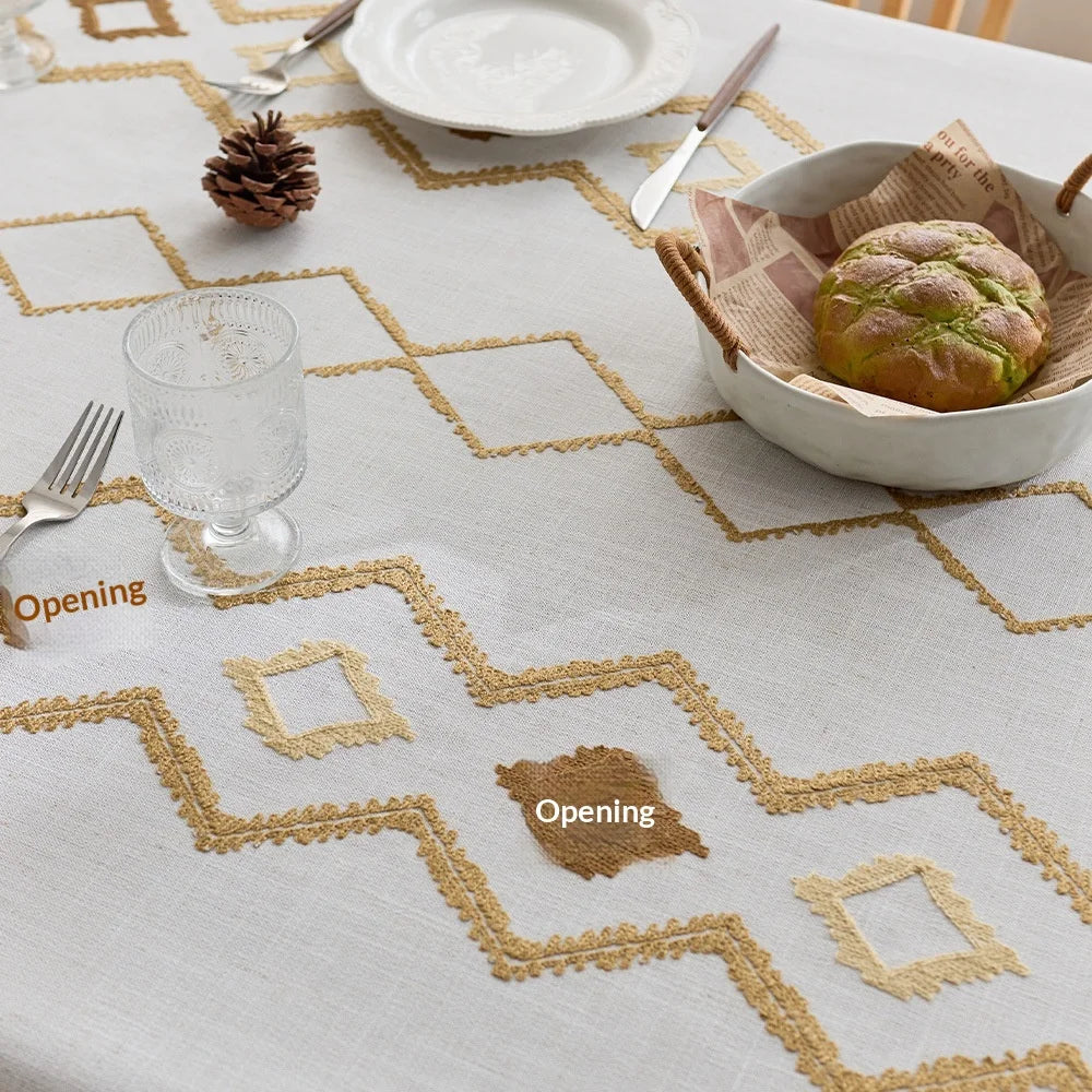 Rectangle embroidered tablecloth polyester washable tablecloth decoration kitchen table party
