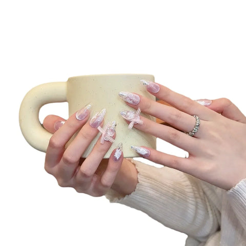 Reusable Cat Eye Gel Stick on Nails Butterfly Hand Pressing Press on Nails