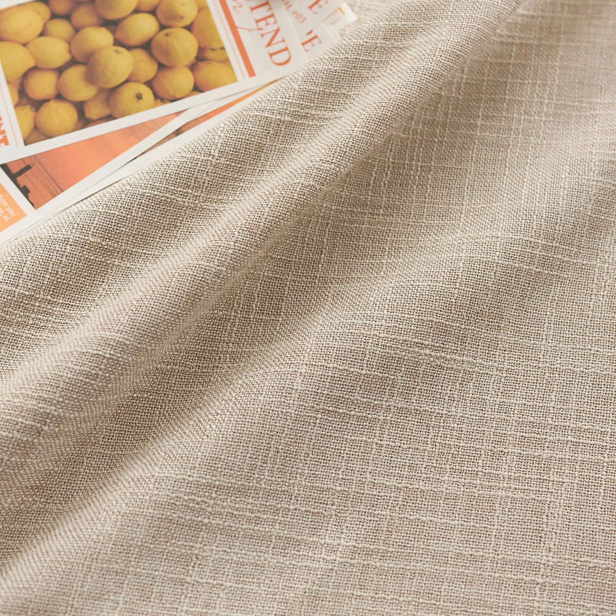 Beige solid linen appearance tablecloth, washable, rectangular 140cm wide tablecloth, suitable for outdoor dining decoration