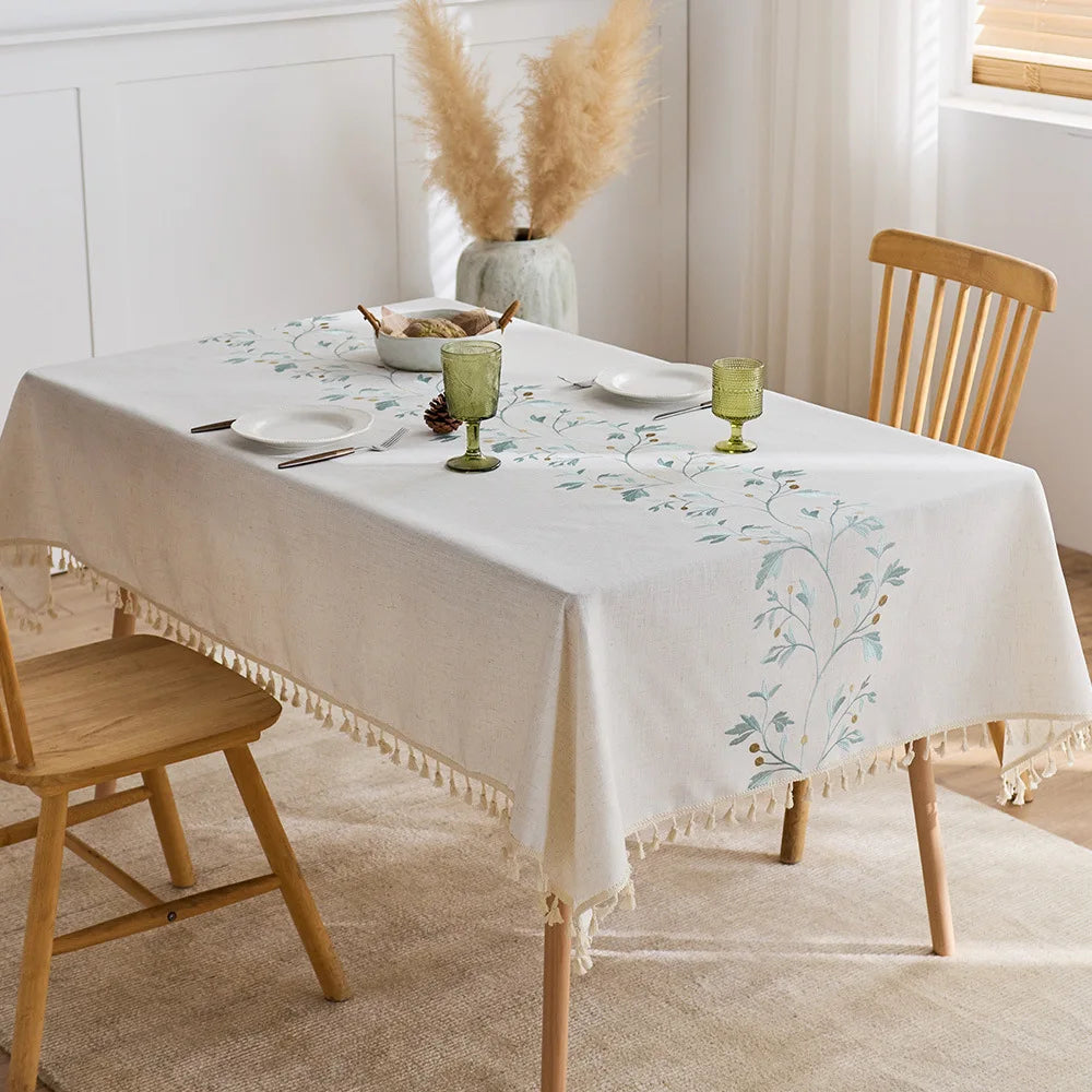 Modern Chinese embroidered tablecloth tablecloth new floral woven fabric dining table decoration modern home