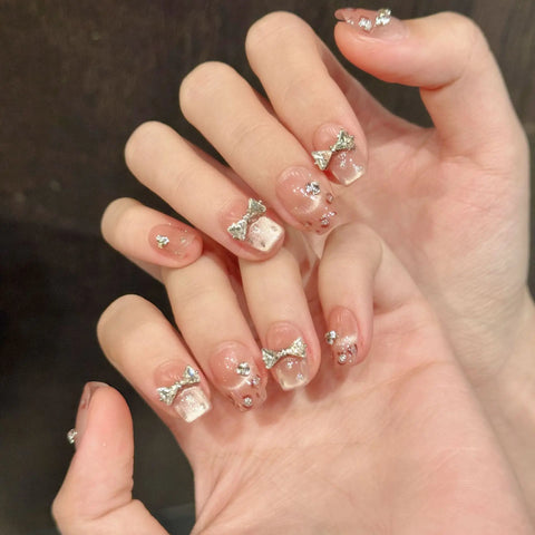 French Ice Translucent Cat-eye Lily-of-the-valley Three-dimensional Carved Short Nail Art