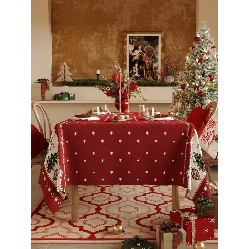 New Christmas bright red tablecloth Festive waterproof New Year family restaurant party tablecloth