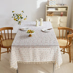 Linen/polyester color polka dot tablecloth can be customized and reusable pastoral style household tablecloth
