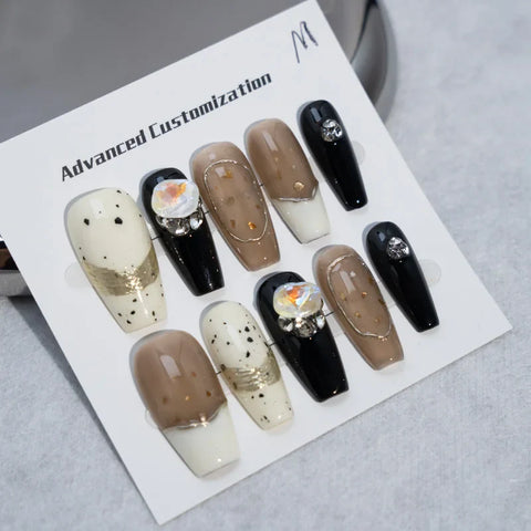 10 stücke Nail art Design Strass Luxus Matte Glanz Künstliche Falsche Nägel 