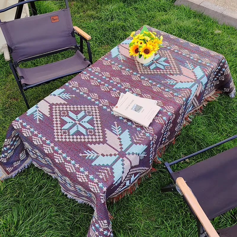 Camping tablecloth Outdoor picnic blanket Luxury double-sided jacquard activity tablecloth
