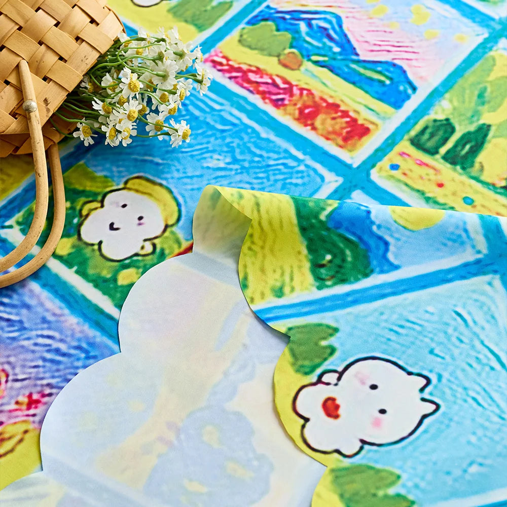 Waterproof and dustproof peach skin velvet cute cartoon tablecloth decorative protective tablecloth