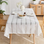 Modern simple jacquard pattern tablecloth woven decorative coffee table mat, rectangular hollow stripe design