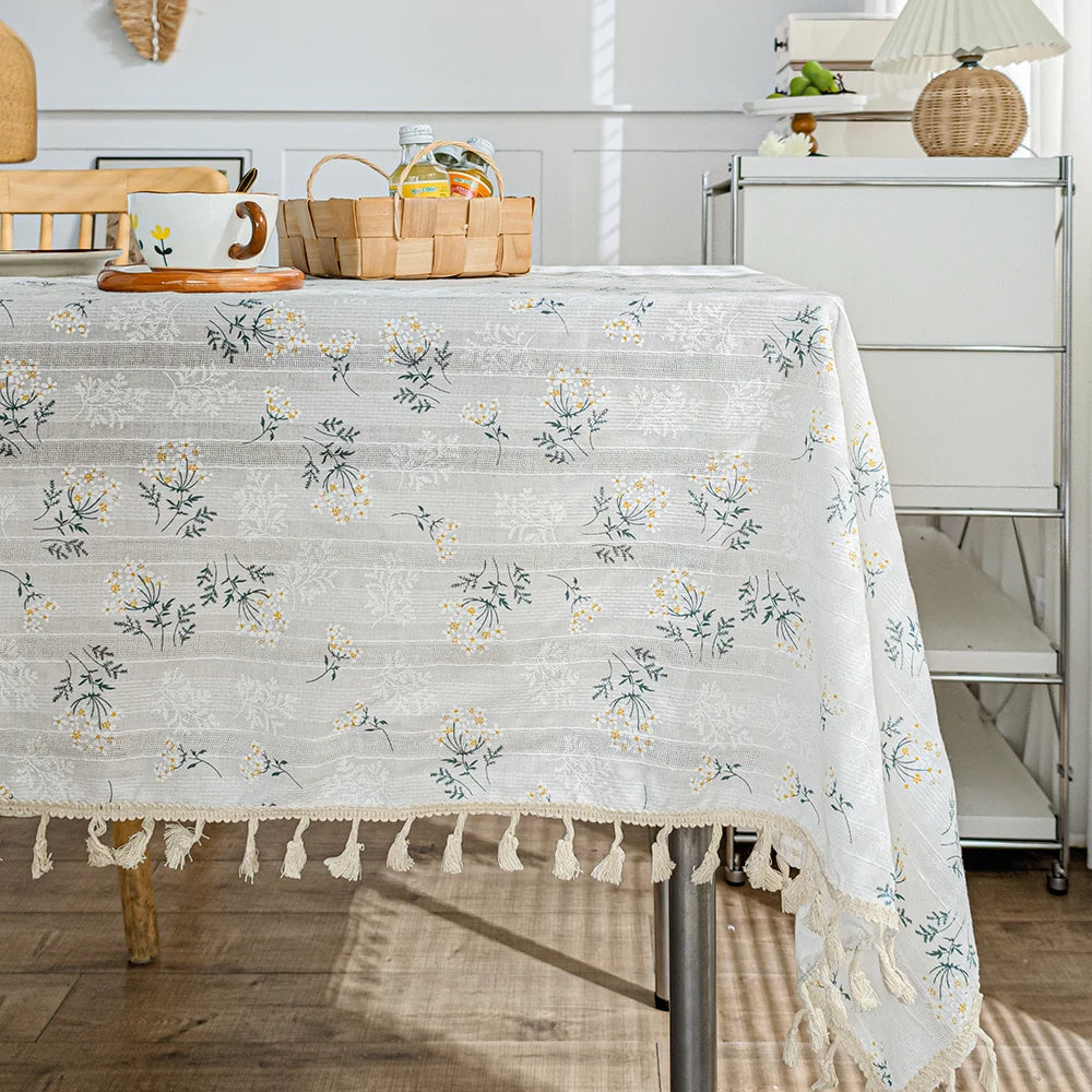 New design tablecloth cotton edge daisy tablecloth rectangular tablecloth party decoration