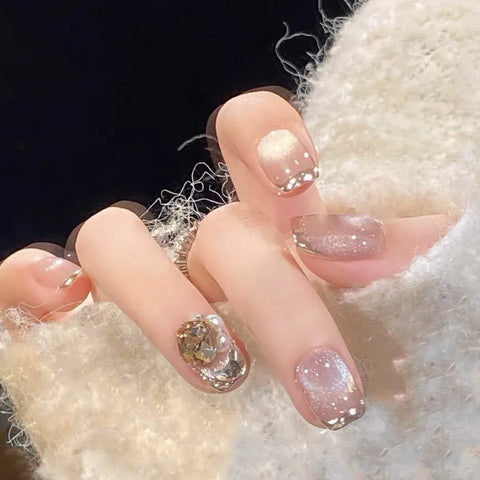 Hot Selling 3D Nail Art Design Gel Nail Accessories Fashion  Cat's Eye Nude Press on Nails