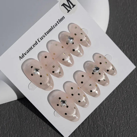 Drill Decorative Design Water Drop Almonds Hepburn French Handmade Press on Nails