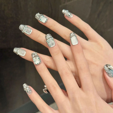 Manufacturer Short Cat-eye Nail, Handmade Acrylic Press on Nails