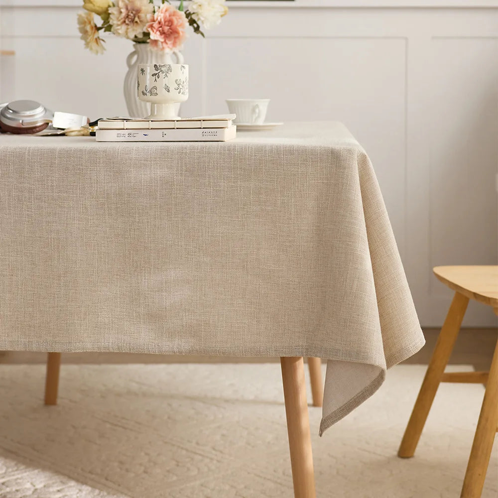 Polyester Japanese solid color thickened rectangular table cloth light luxury high-end table cloth