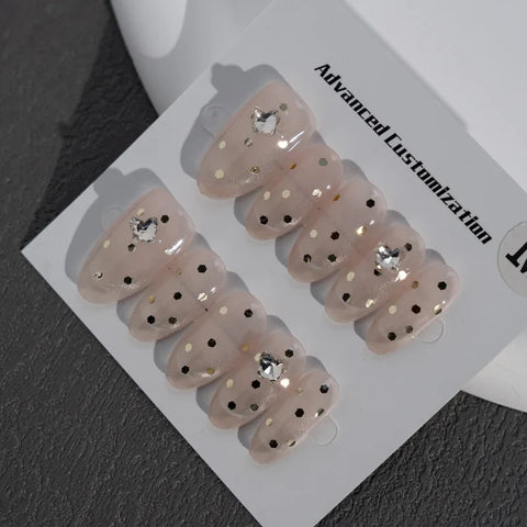 Drill Decorative Design Water Drop Almonds Hepburn French Handmade Press on Nails