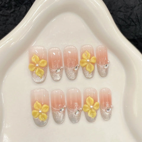 Handgefertigte tragbare Nägel, funkelndes Katzenauge, handbemaltes Farbverlaufsrouge, neues Design, komplett handgefertigte tragbare Nägel 