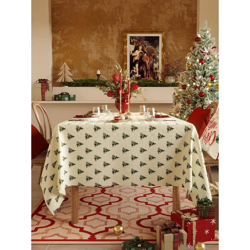 New Year Christmas Printed Waterproof Tablecloth Holiday Decoration Home Use