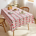 Cute cherry and bow print tablecloth, waterproof polyester fiber rectangular tablecloth, suitable for kitchen, catering, party decoration