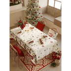 New Design Christmas and New Year Printed Waterproof Dining Table Cloth Coffee Table Cloth Decoration