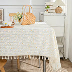 Lilac daisy white rectangular tablecloth banquet tablecloth polyester cotton wedding decorative tablecloth