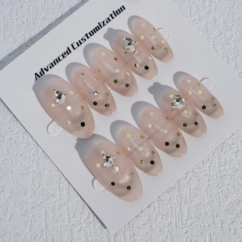 Drill Decorative Design Water Drop Almonds Hepburn French Handmade Press on Nails