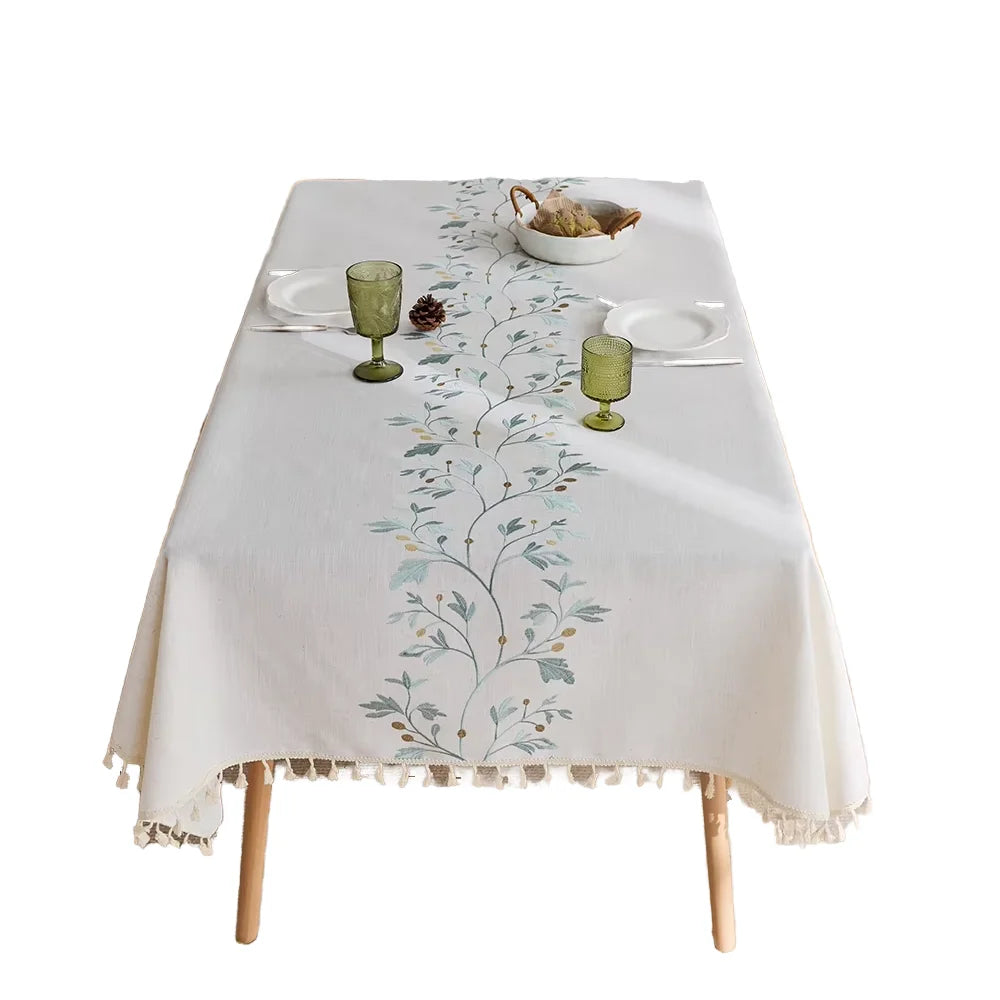 Customizable luxury rectangular white tablecloth 1 piece home kitchen hotel tablecloth decoration set
