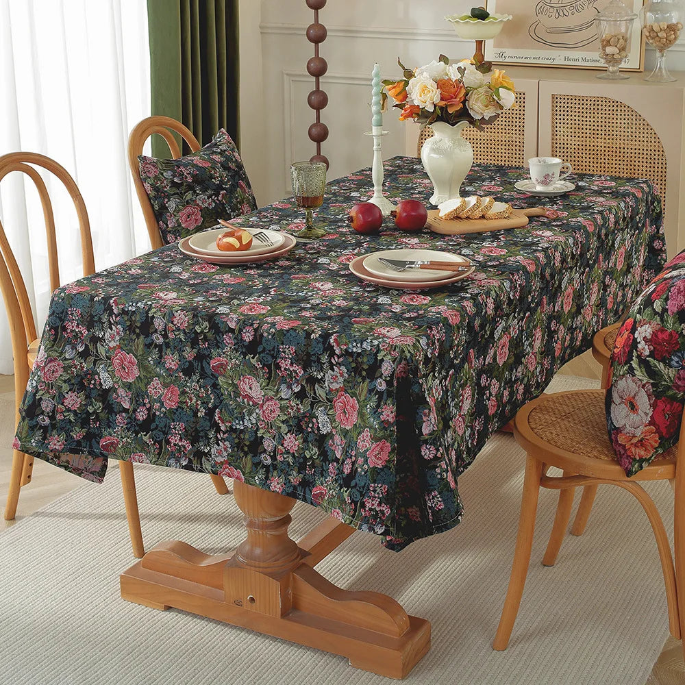 Jacquard tablecloth floral pattern oil painting design woven table cloth household