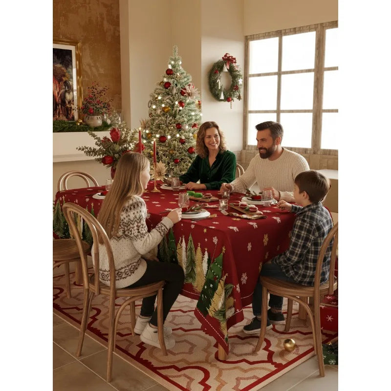 Christmas printed table cloth Christmas printed rectangular woven table cloth