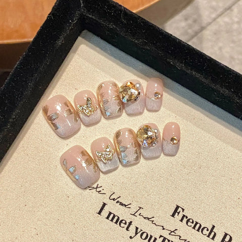 High Quality Luxury Ballerina Coffin Gel Stick on Nails Full Cover Handmade Press on Nails