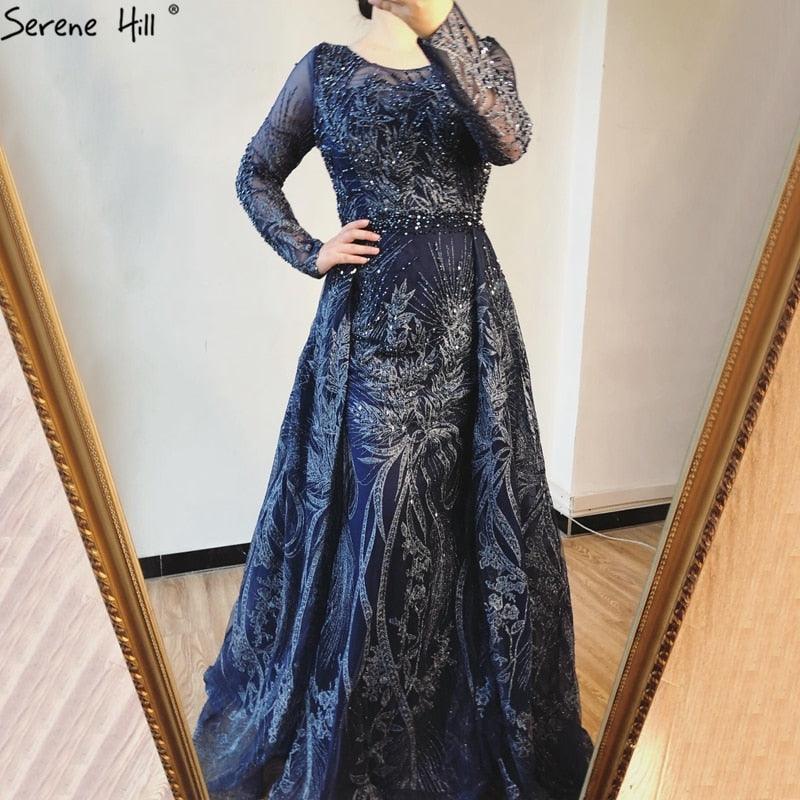 Serene Hill Muslim Pink Long Mermaid  With Train Luxury Evening Dresses Gowns for woman  party  Formal Dress  2024 LA70541