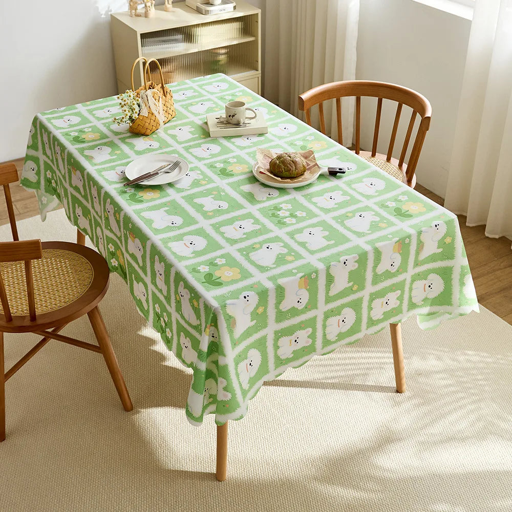 High quality polyester rectangular waterproof tablecloth printed decorative tablecloth