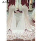 Vestido de novia sin mangas con encaje espagueti de NumberSea, apliques de encaje, estilo bohemio, sin espalda, sexy, para fiesta de boda 