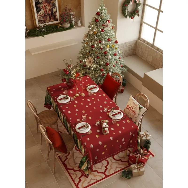 Christmas printed table cloth Christmas printed rectangular woven table cloth
