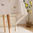 Nordic style lightweight luxury tablecloth waterproof polyester linen fabric embroidered tablecloth