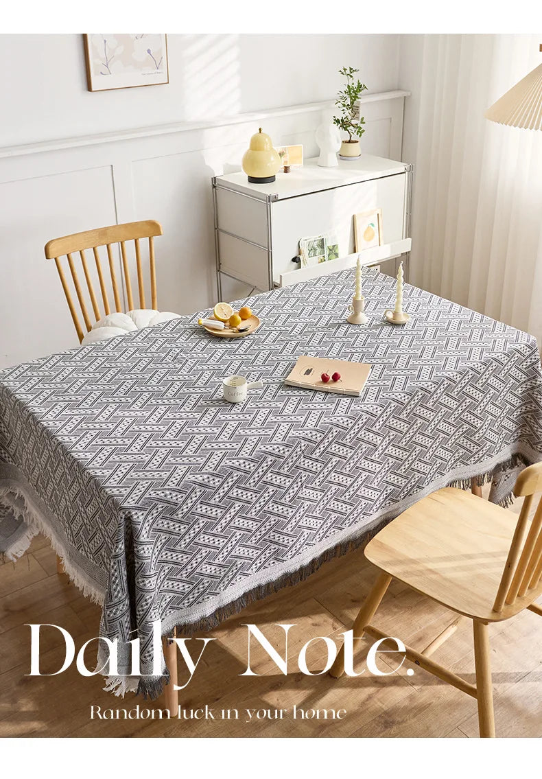 Modern style knitted tablecloth polyester cotton table mat household dust table cover