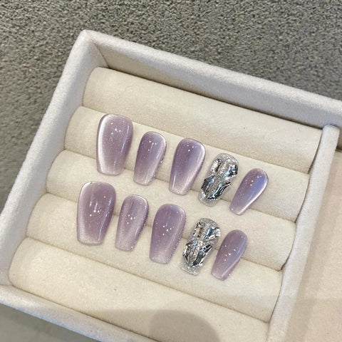 High Quality French Reusable Beautiful Glitter Luxury Handmade False Nails