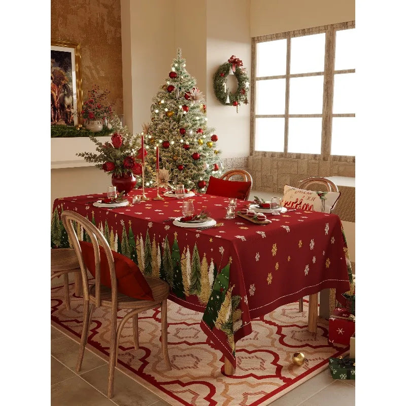 Christmas printed table cloth Christmas printed rectangular woven table cloth