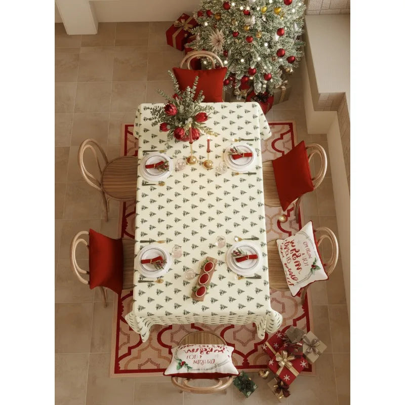 New Year Christmas Printed Waterproof Tablecloth Holiday Decoration Home Use