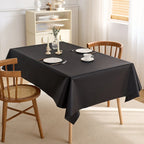Black solid color rectangular woven tablecloth, washable, wrinkle-resistant, heat-resistant, suitable for 5-foot dining tables